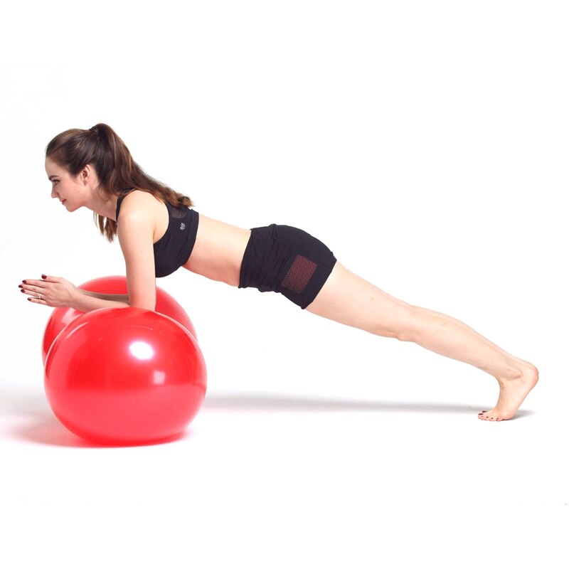 ELOS-Pilates Yoga Ball Home Exercise Equipment Sports Peanut Yoga Balance Fitnes Ball Workout Massage Ball with Pump: Red