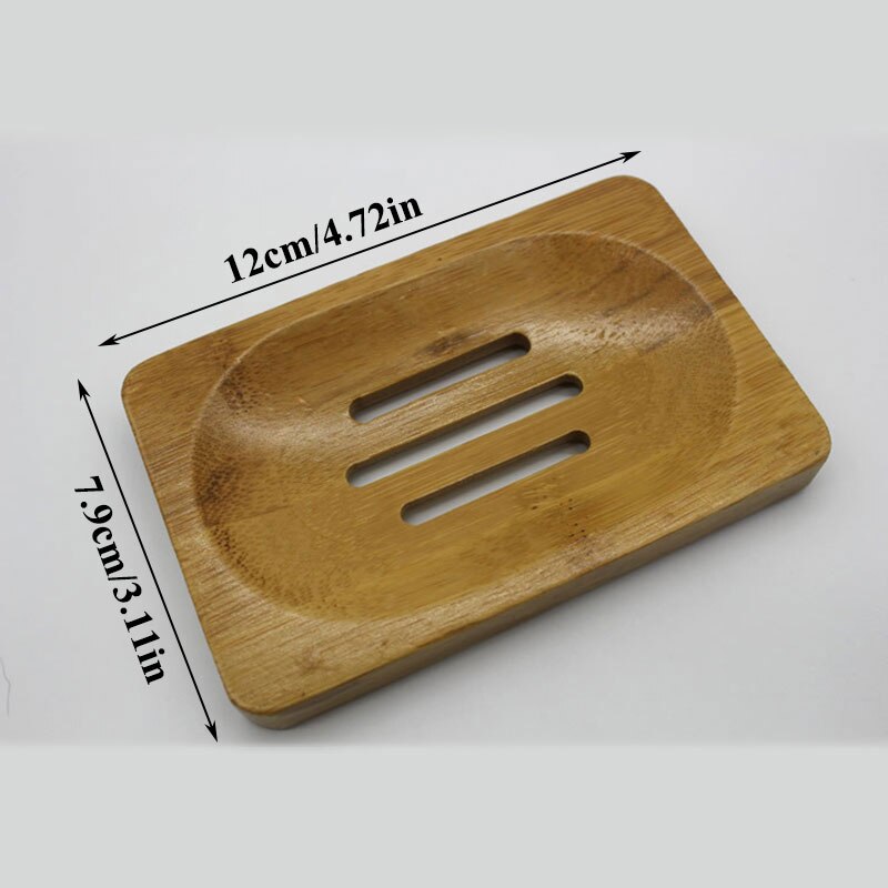 Brown Bamboo Soap Tray Shower Plate Box Container Bathroom Accessories Home & Living Soap Dish Soap Rack Storage for Bath Shower: rectangle
