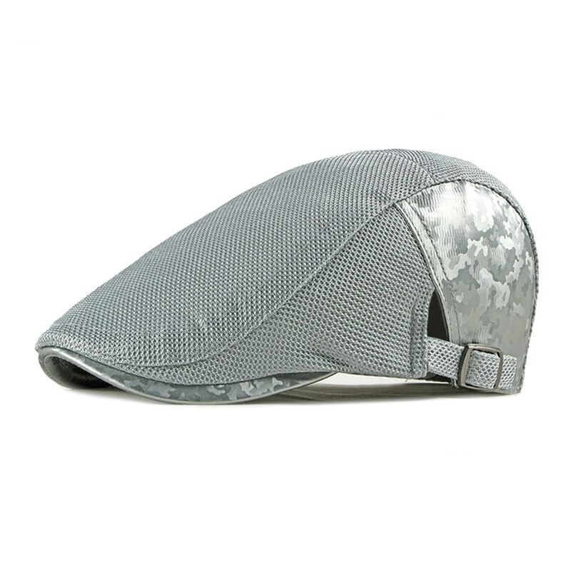 Hombres Mujeres boina gorra de retazos de malla ahuecada ajustable sombra de sol sombreros de pico accesorios para la cabeza al aire libre ZH