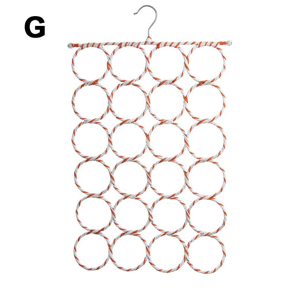 1PC Portable Multi Purpose Rattan Circle Circle Shape Scarf Hanger Tie Clothes Rack Storage Racks Space Saving Closet Organizer: G