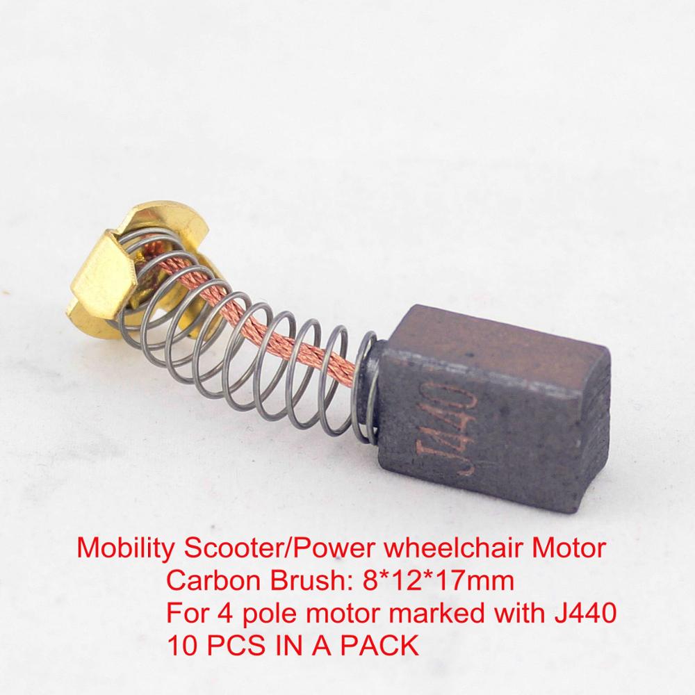 8mm*12mm 4 -polet motor kulbørste mærket  #j440 til mobilitet scooter dele eller el -kørestol dele 10 stk en pakke