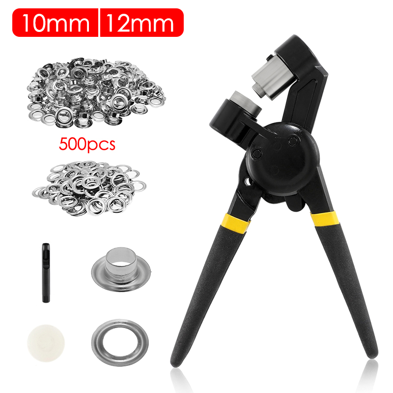 Handheld Perforator Tang Grommet Tool Kit 500 Grommets 10/12mm voor Riem Craft Rubber Poster Oogje Setter tarp Lederen Canvas
