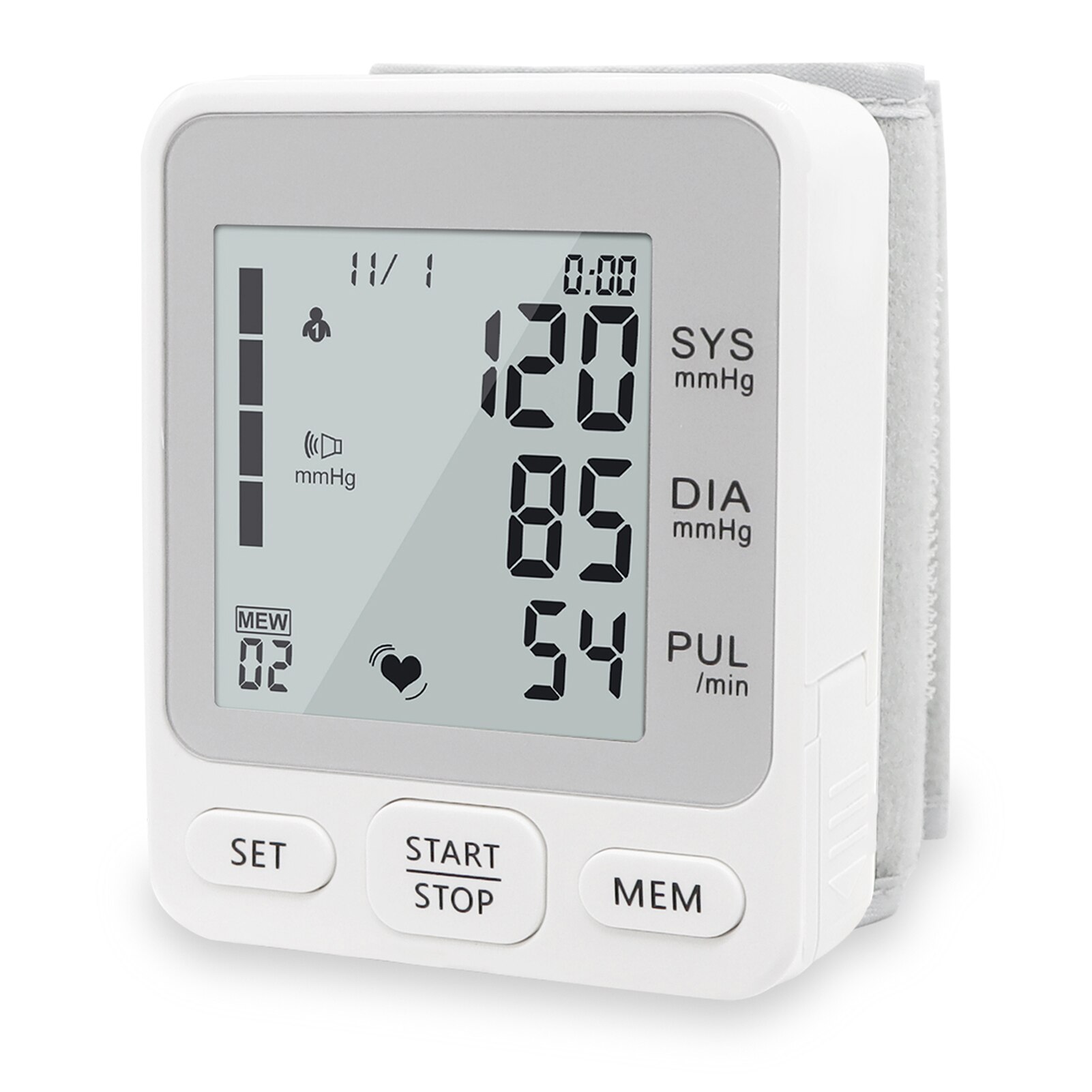 Wrist Blood Pressure Monitor LCD Screen Sphygmomanometer 99 Groups Data Memory Voice Broadcast Tonometer &amp; Oximeter Oximetry