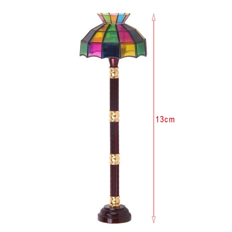 1/12 lampada da terra a LED in miniatura per casa delle bambole con interruttore a batteria luce colorata