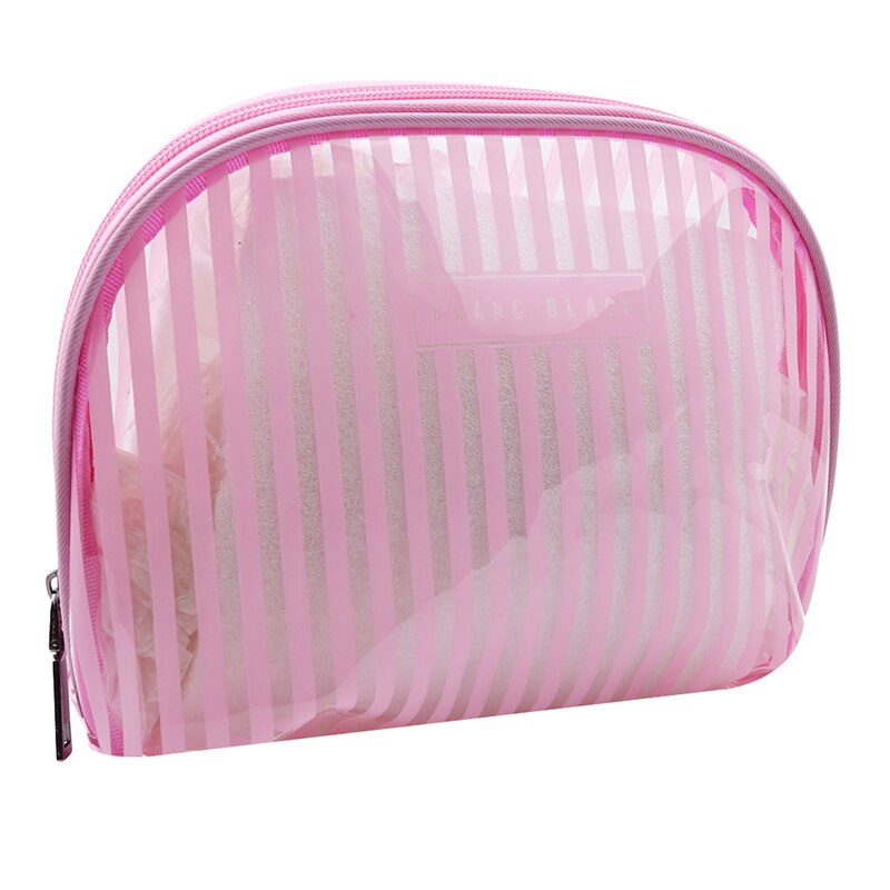 Pvc Transparante Grote Capaciteit Cosmetische Tas Vrouwen Mode Reizen Draagbare Waterdichte Strepen Maken Up Toilettassen