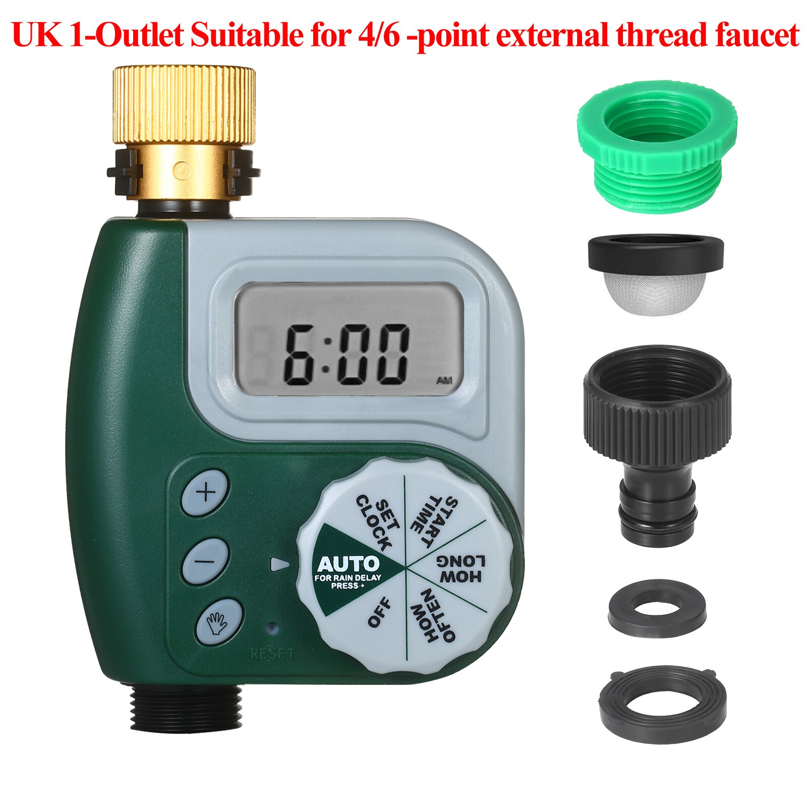 US/EU/UK Plug Digital Programmable Water Timer Weatherproof Garden Lawn Faucet Hose Timer Automatic Irrigation Controller: UK type 1