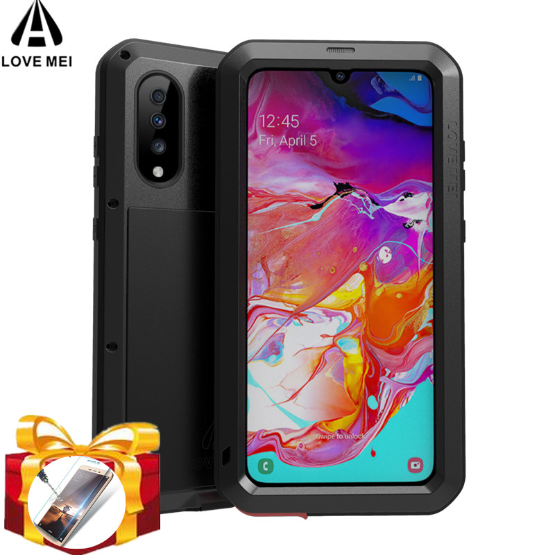 AMORE MEI Potente Cassa Del Metallo Per Samsung Galaxy A70 Cassa di Alluminio Impermeabile Antiurto Copertura per Samsung A70 Gorilla di vetro UN 70