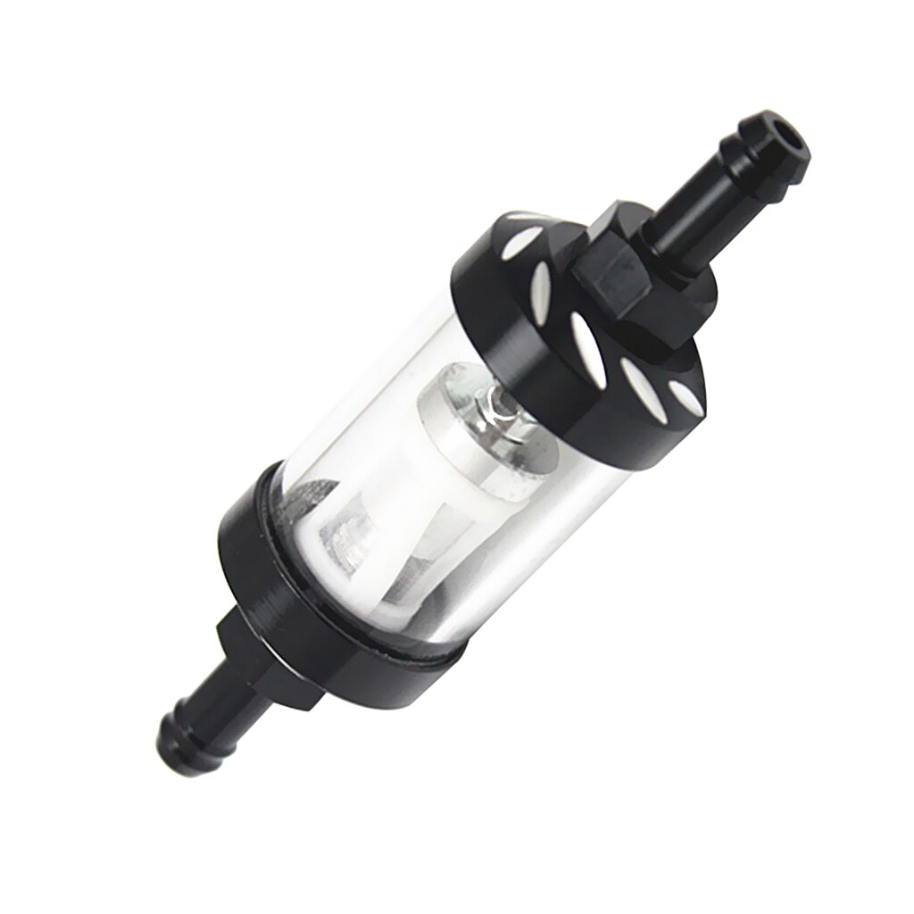 Filtro de combustible Universal para motocicleta en línea de gasolina vidrio negro 8mm 5/16 pulgadas lavable