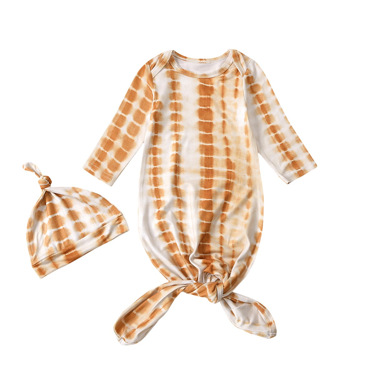 Mode Tie-Dye Gedrukt Baby Meisjes Jongens Slaapzakken Hoeden 2 Stuks Lange Mouw Katoenen Deken 6 Kleuren: C / 6m