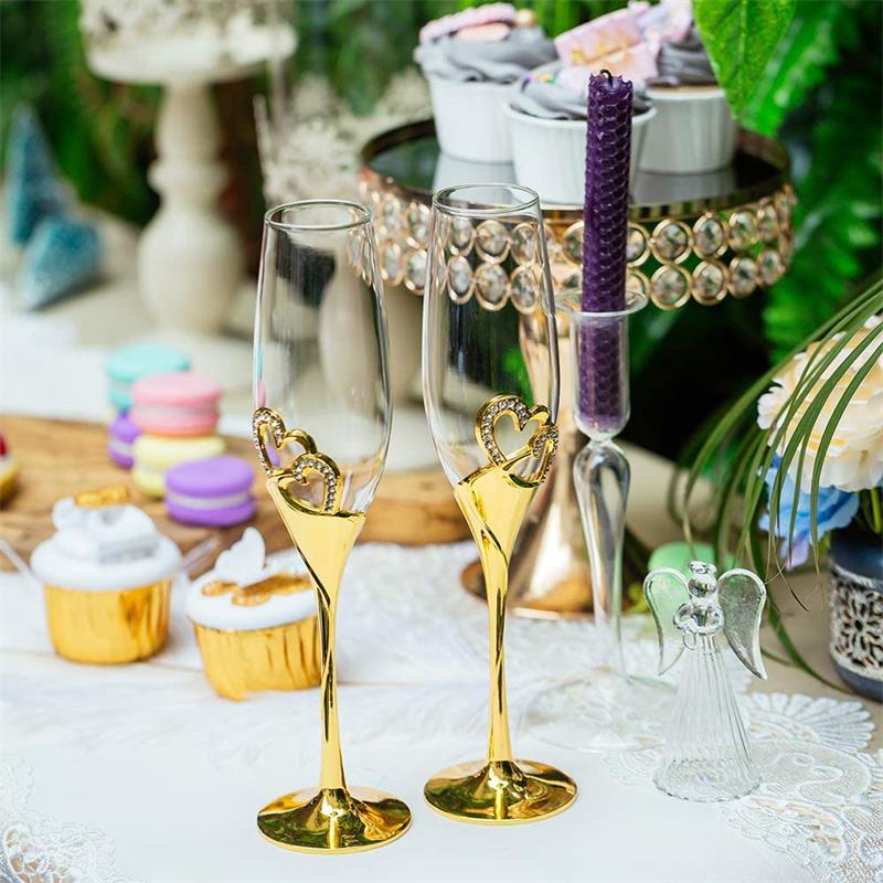 Gold Crystal Champagne Glas Bruiloft Roosteren Fluiten Drink Cup Party Huwelijk Wijn Decoratie Cups Voor Partijen 2 Stks/set