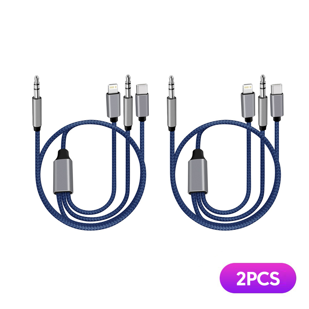 3 in 1 Type C 3,5 mm Jack Aux-kabel naar IOS-audiokabeladapter voor iPhone iPad Autoluidspreker Man-Man USB-C-converterkabel: Grey