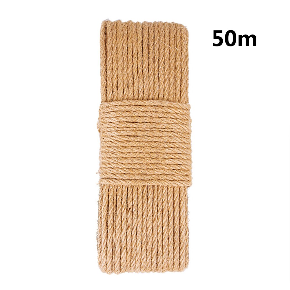 Sisal Touw Krabpaal Voor Katten Diy Speelgoed Kat Klimrek Vervanging Touw Bureau Benen Binding Touw Voor Kat Verscherpen klauw: 50 Meters / 6 mm