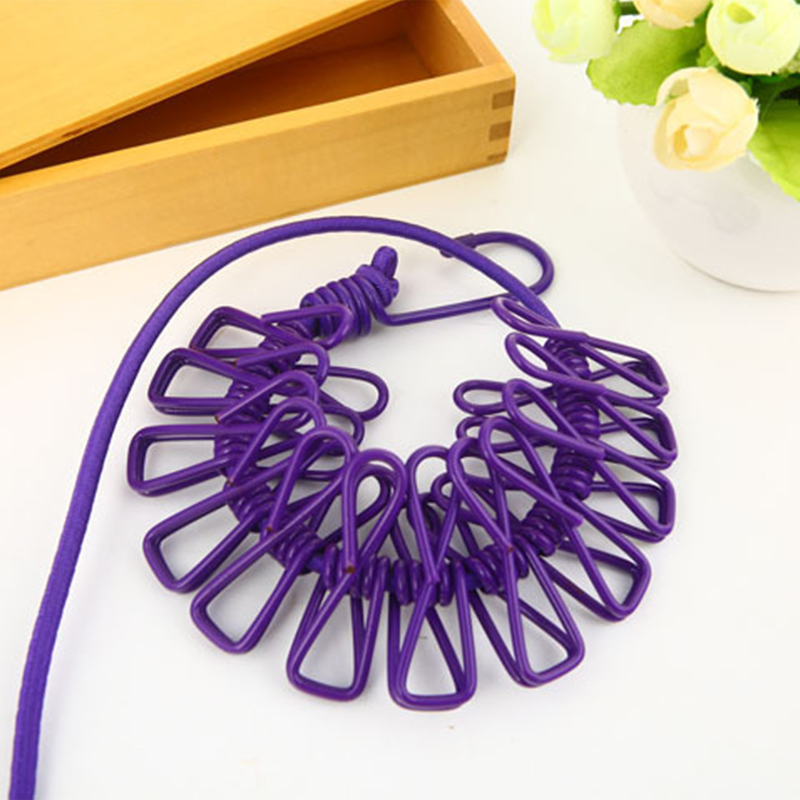 Portable Clothing Clothesline with 12 Clips Retractable Laundry Dryer Clothes Rope Drying Rack Cloth Hanging Line For Outdoor: light green