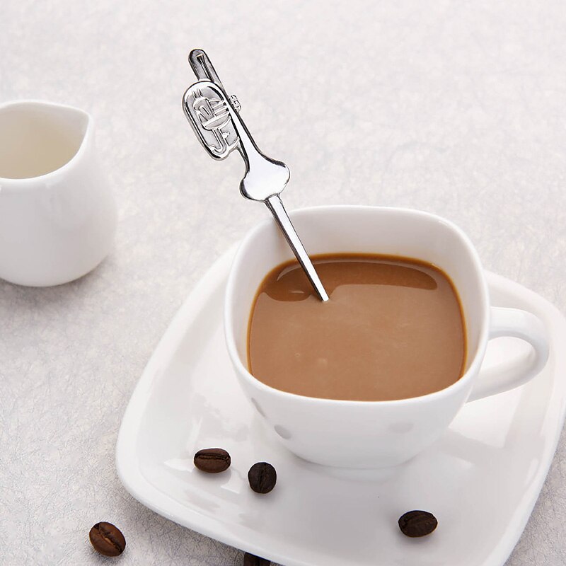 Neue Kreative Milch Kaffee Löffel Eis Süßigkeiten Nachtisch Teelöffel Edelstahl Geschirr freundlicher Karikatur Musik Löffel Zubehör