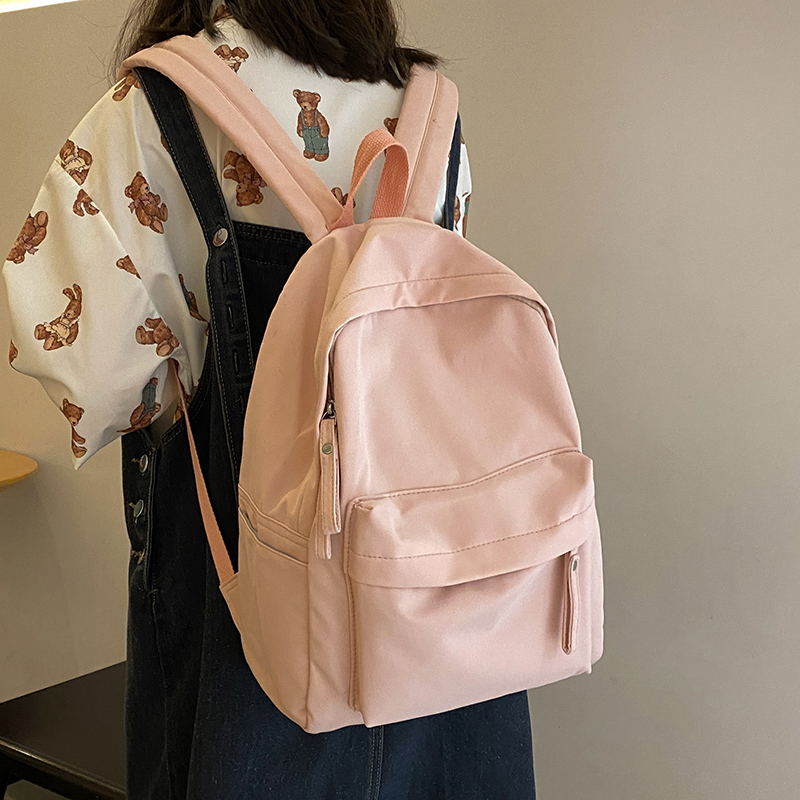 Mochila Simple de Color sólido para mujer, mochilas escolares de nailon impermeables para adolescentes y niñas, mochila de viaje para mujer, bolso de hombro 2022