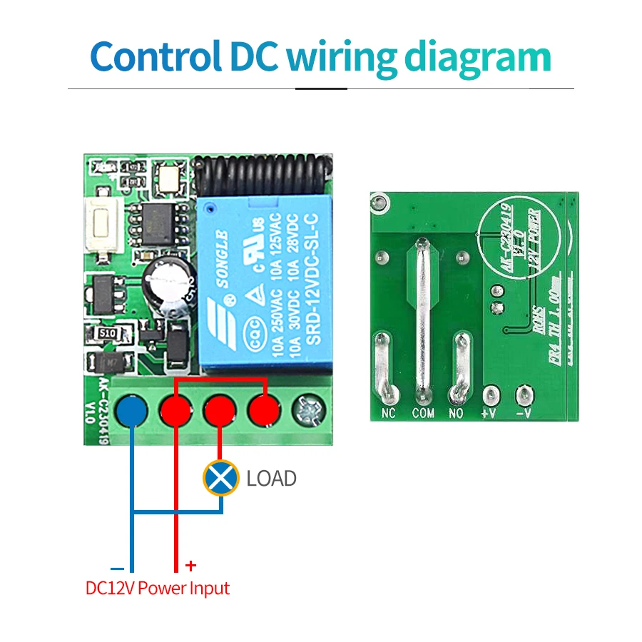 Rf 433 mhz gate remote control switch,  dc 12 v asking code relay receiver, universal diy mini module for garage door led lighting