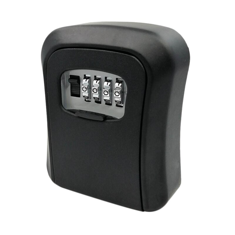 Key Lock Box Wall Mounted Aluminum alloy Key Safe Box Weatherproof 4 Digit Combination Key Storage Lock Box Indoor Outdoo: Full black