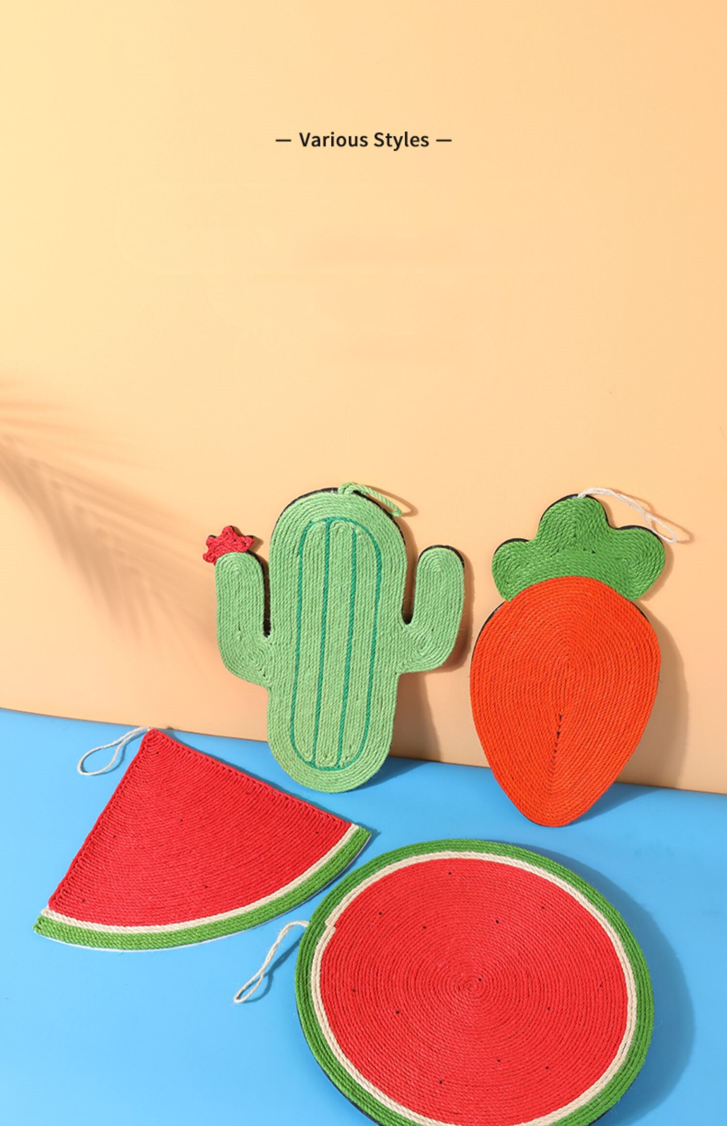 Cat Scratching Board Red Watermelon Shaped Sisal Cat Scratching Mat