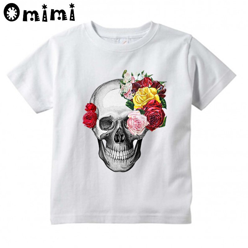 Kinderen voodoo bloemen schedel cartoon t-shirts kinderen schattige korte mouwen tops jongens/meisjes grappige t-shirt kleding,ooo 6003: Ohkp 6003c / 5t