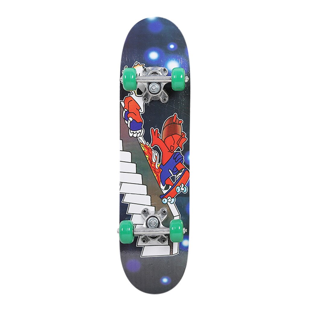 Unisex Houten Skateboard Kinderen Beginner Single-Warp Skateboard Vier-Wiel Flash Skateboard Travel Road Borstel Straat Jul3