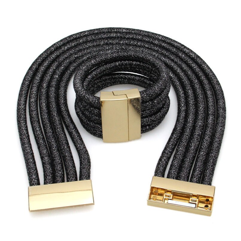 African Jewelry Set Choker Necklace Sets for Women Kim Kardashian Bohemia Bracelet Statement Jewelry Magnetism Button: Sets black