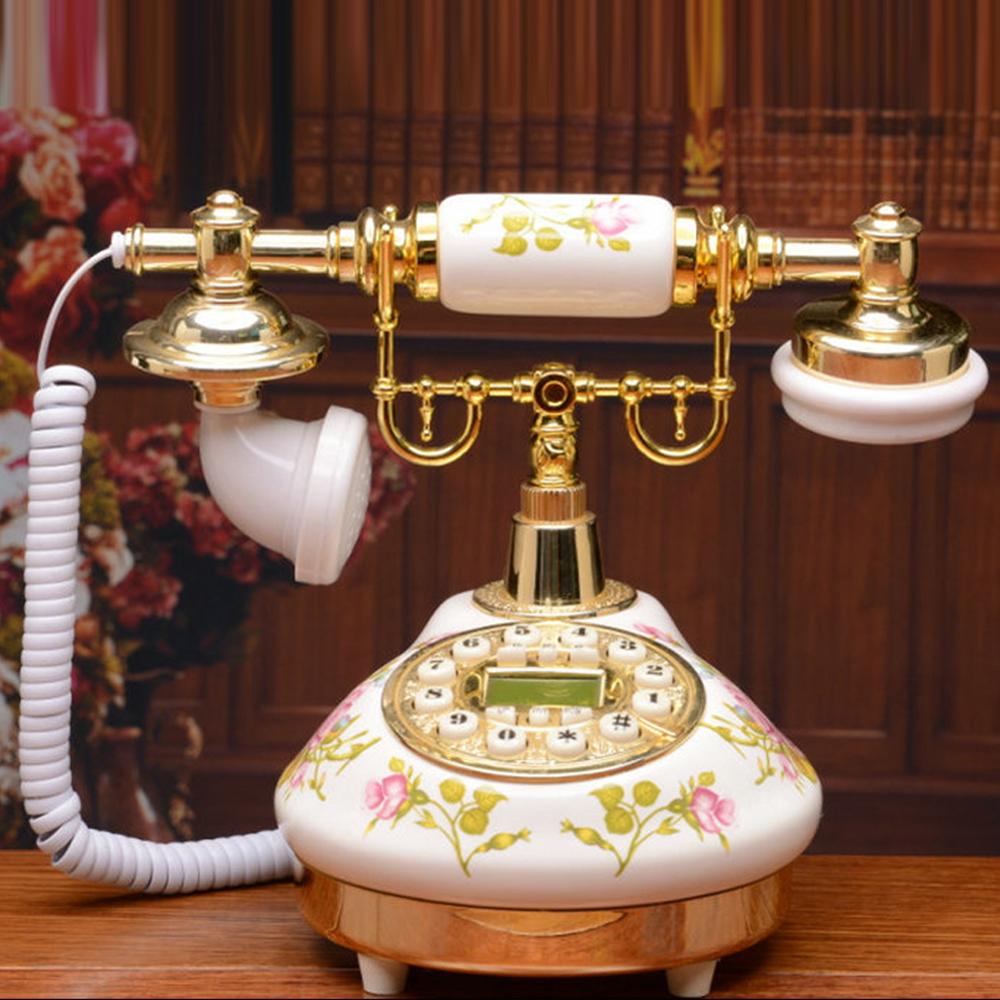 Antyczny retro telefon stacjonarny przewodowy stacjonarny telefon stacjonarny europejski stary telefon z dzwoniącym wyświetlacz ID dla Dom gabinet hotel