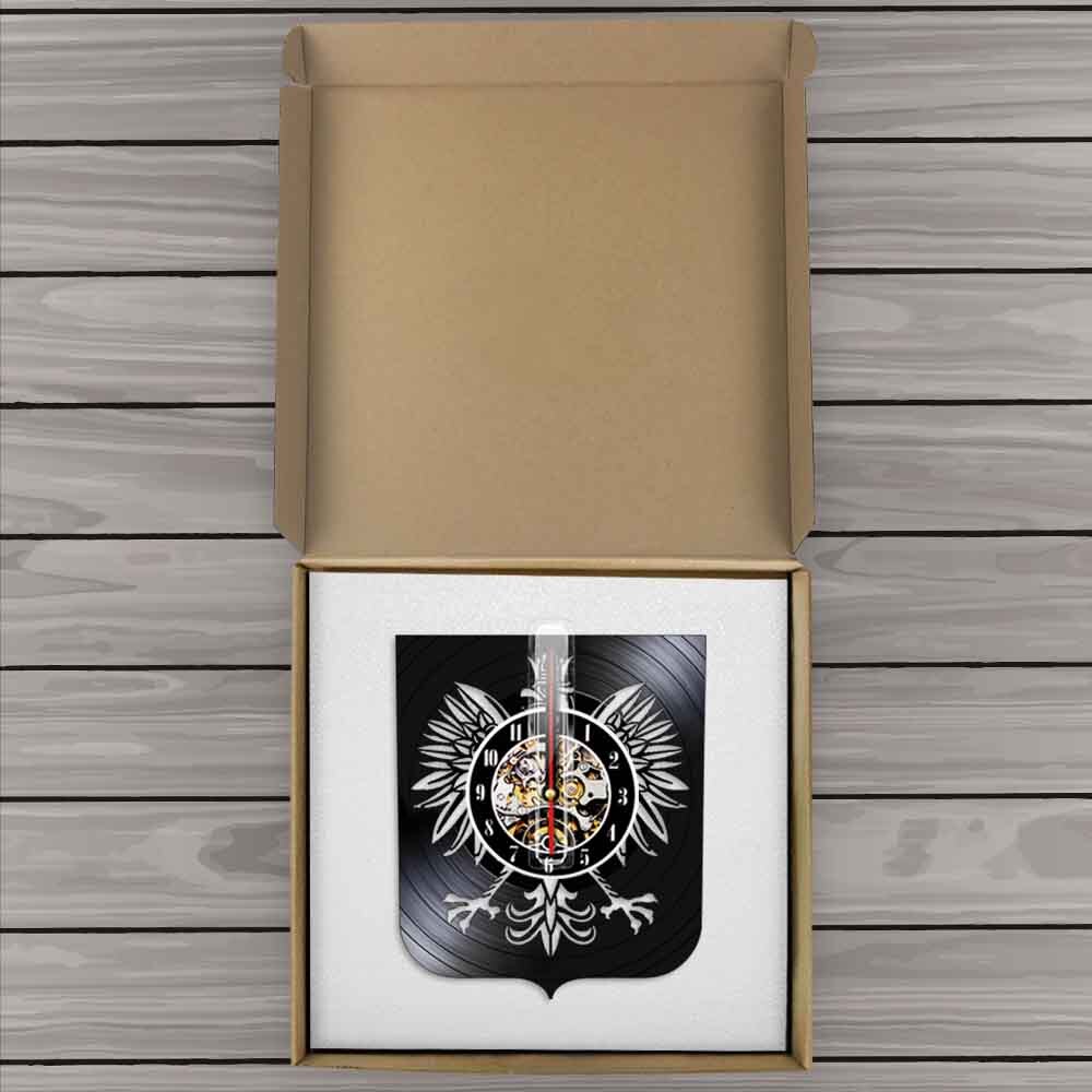 Polen Wapenschild Polish Falcon 3D Deco Led Wall Licht Polish Jas Van Arm Polska Wandklok Gemaakt Van real Vinyl Record Horloge