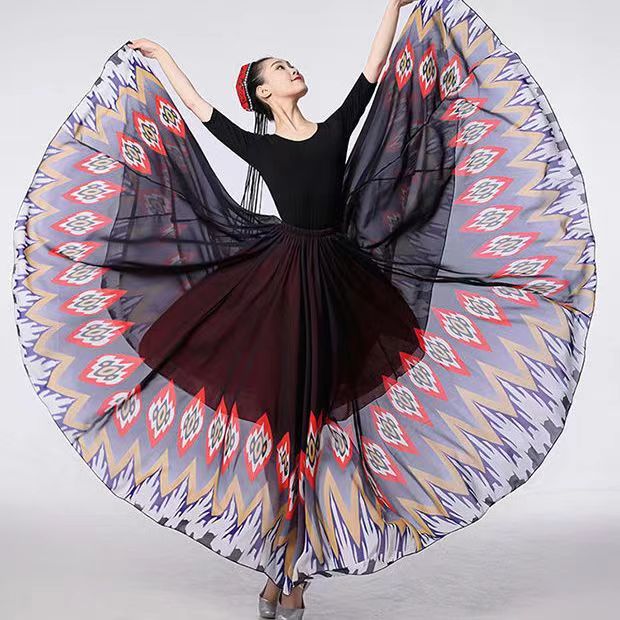 Danza popolare cinese classica flamenco danza esecutore abiti per le donne prestazione sul palco gonne da ballo costumi a 720 gradi: XS / verde