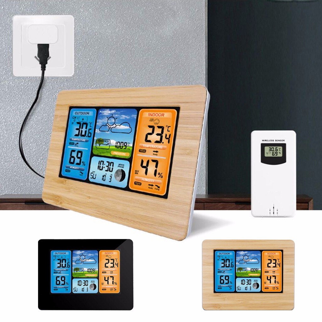 4# Weather Forecast Lcd Display Alarm Clock Wireless Weather Station Temperature Humidity Sensor Lcd Weather Forecast