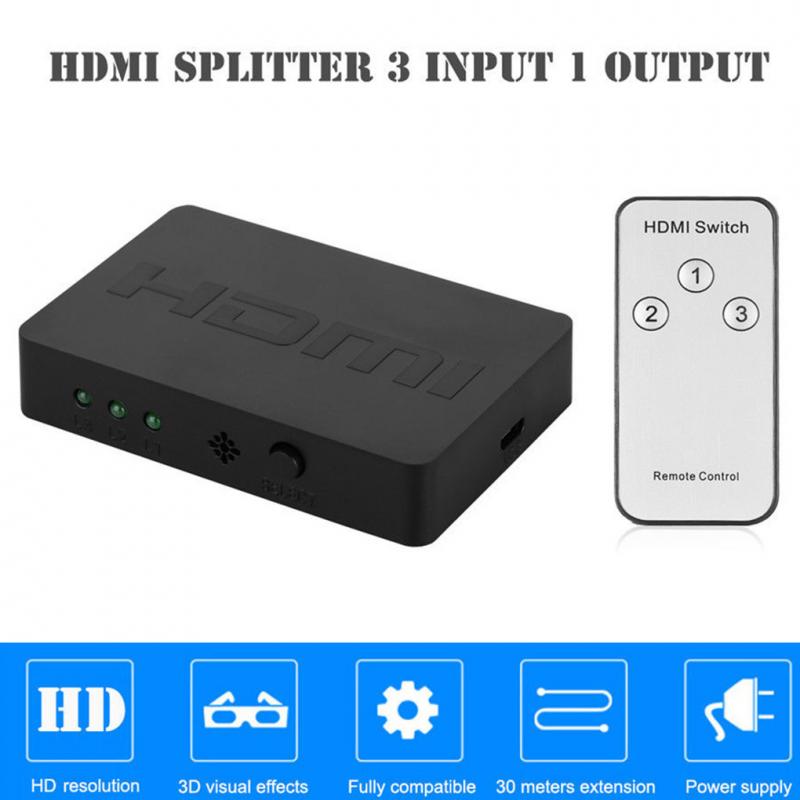 3 Ports HDMI Splitter 250MHz 1080p HDMI Switcher For XBOX360 PS3 HDMI 1.4a HDMI Switcher With Remote Control In Stock