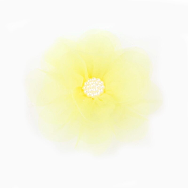 Large Flower Lace Chiffon Hair Clips 6Colors Muslin Flower Princess Baby Hair Grips Girls Hair Pin Hair Accessories: Yellow