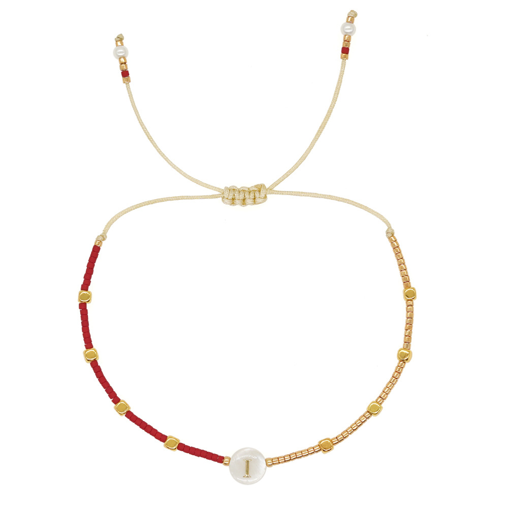 Kkbead Miyuki Pulseras Sieraden Voor Vrouwen 26 Eerste Armband Cadeau Sieraden Schelp Letter A ~ Z Alfabet Armbanden: Bruingeel