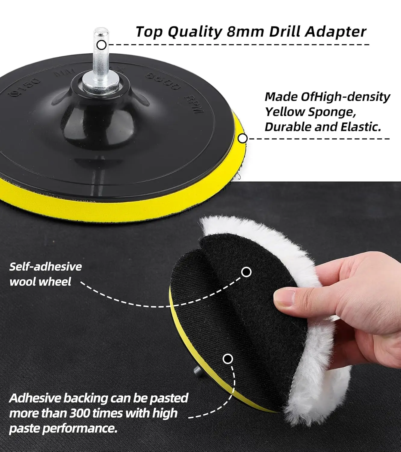 5Pcs 3/4/5 Inch Polishing Kit Car Polishing Pad Car Waxing Sponge Disk Wool Wheel Auto Paint Care Polisher Pads Car Gadget