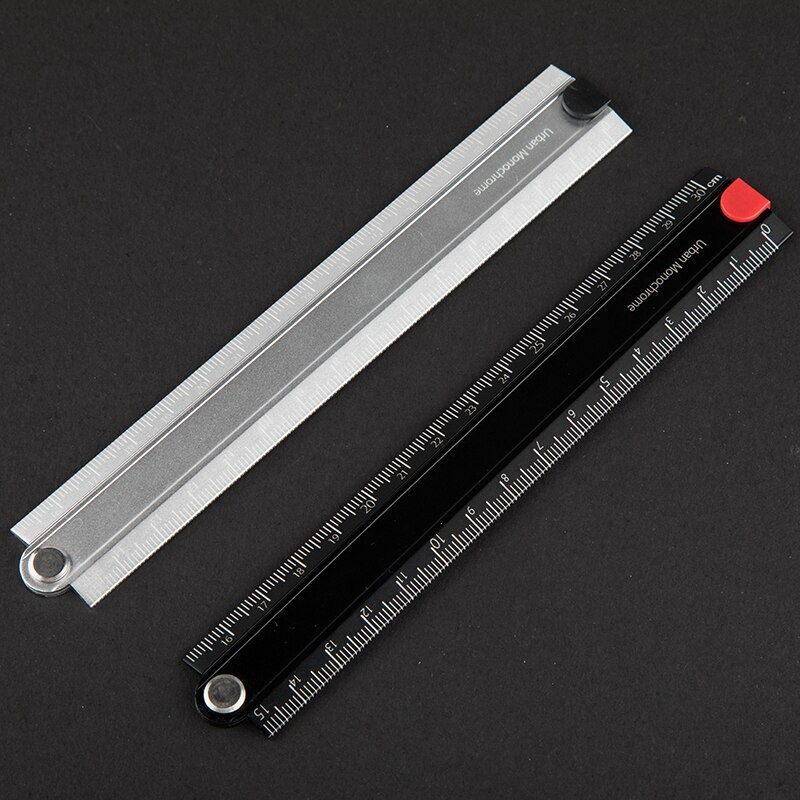 Kokuyo-Regla plegable de aluminio monocromática urbana, 15cm, 30cm, ángulo recto, papelería japonesa, suministros escolares de oficina, F336
