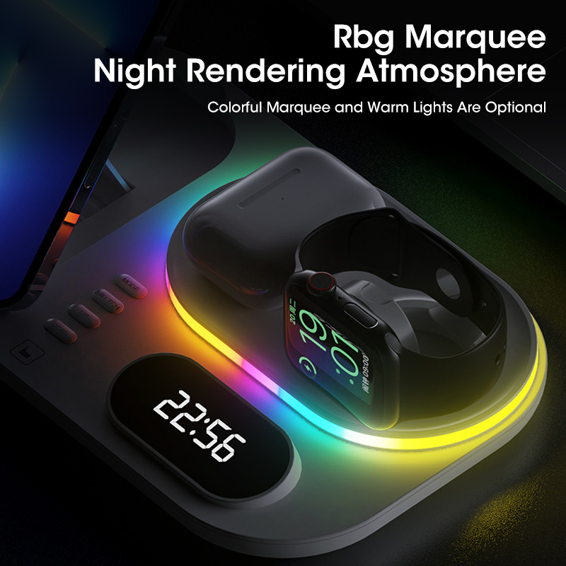 Cargador inalámbrico 4 en 1 de 30W para iPhone, estación de carga rápida para Apple Watch 7 6/Airpods Pro