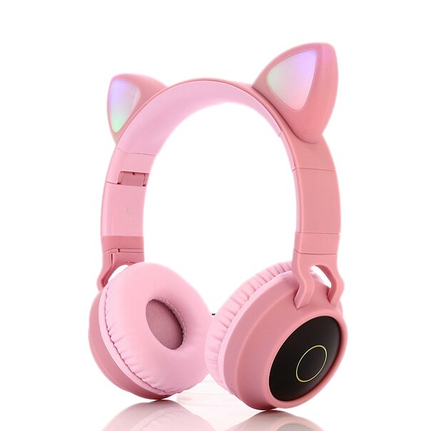Gaming Led Hoofdtelefoon Bluetooth 5.0 Jongeren Kids Headset Voor Telefoon Pc Laptop Kinderen Headphonestf Kaart 3.5Mm Plug met Mic: Pink