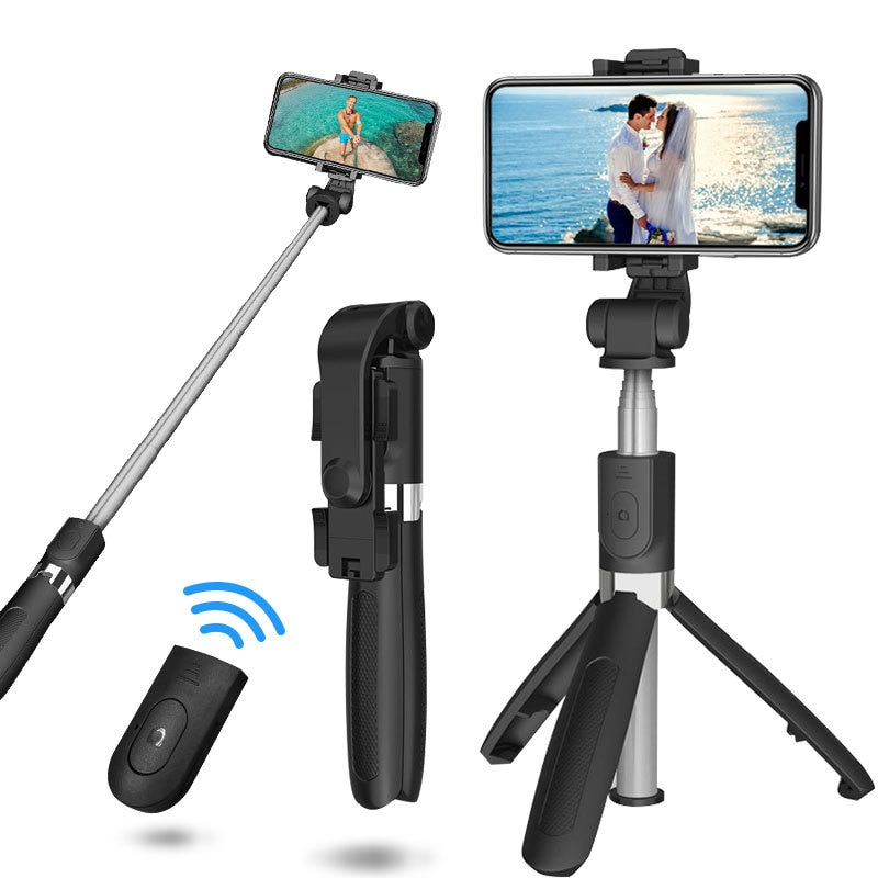 Universel 2 en 1 sans fil Bluetooth Selfie bâton extensible monopode trépied avec support de téléphone à distance pour iPhone Samsung Huawei