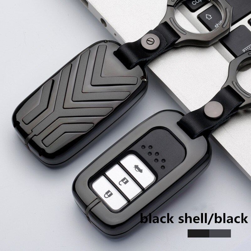 Sleutelhoesje van zinklegering voor honda civic vfc accord 2003-2007 cr- v freed pilot-stijl autosleutelhanger: Een zwarte zwarte