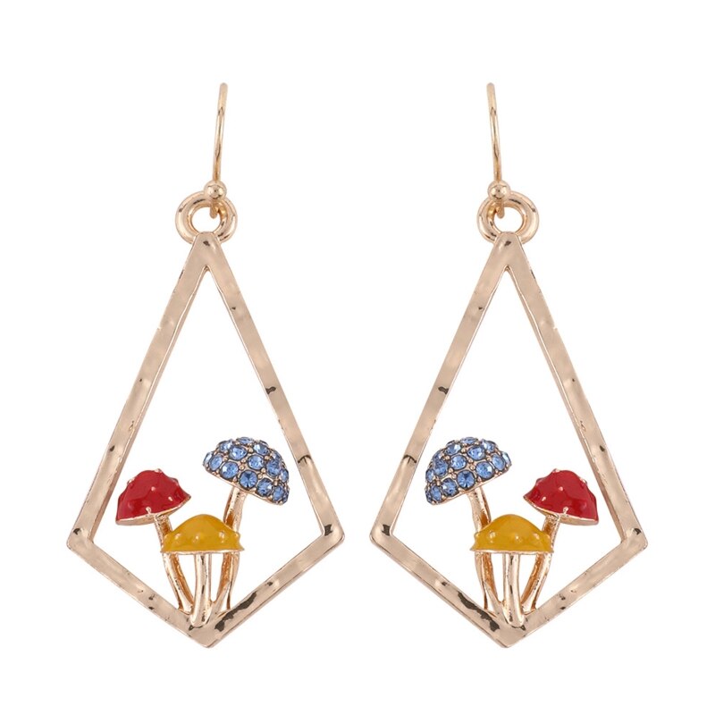 Leuke Kleurrijke Paddestoel Dangle Oorbellen Creatieve Ruit Vierkante Dangle Oorbellen Voor Vrouwen Meisjes Tiener Sieraden