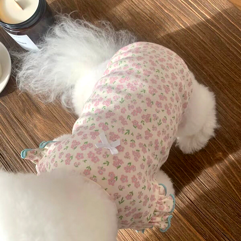 Colete para cães de estimação, roupas de verão para cachorros, fofo, floral, mangas voadoras, camiseta para cães, chihuahua, pug, bichon, gato, cachorro, roupas para meninas: XS / Verde