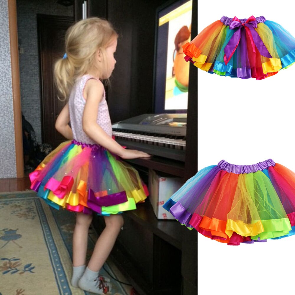 Tutu rok babymeisje rokken 1 to 8 jaar prinses pettiskirt feest dans regenboog tule rokken meisjeskleding kinderkleding