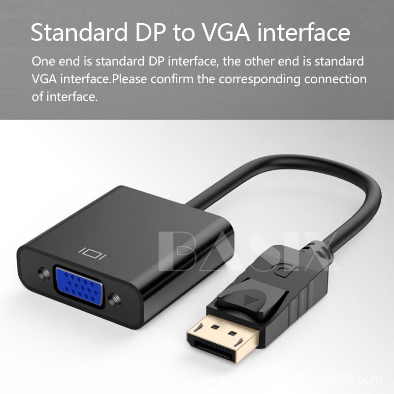 Basix DisplayPort Display Port DP to VGA Adapter Cable Male to Female Converter for PC Computer Laptop HDTV Monitor Projector: Default Title