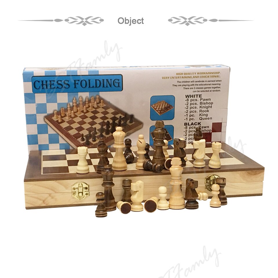 BSTFAMLY Wooden Chess Set International Chess Game Folding Chessboard with Chessman Magnetic Chess Pieces I14