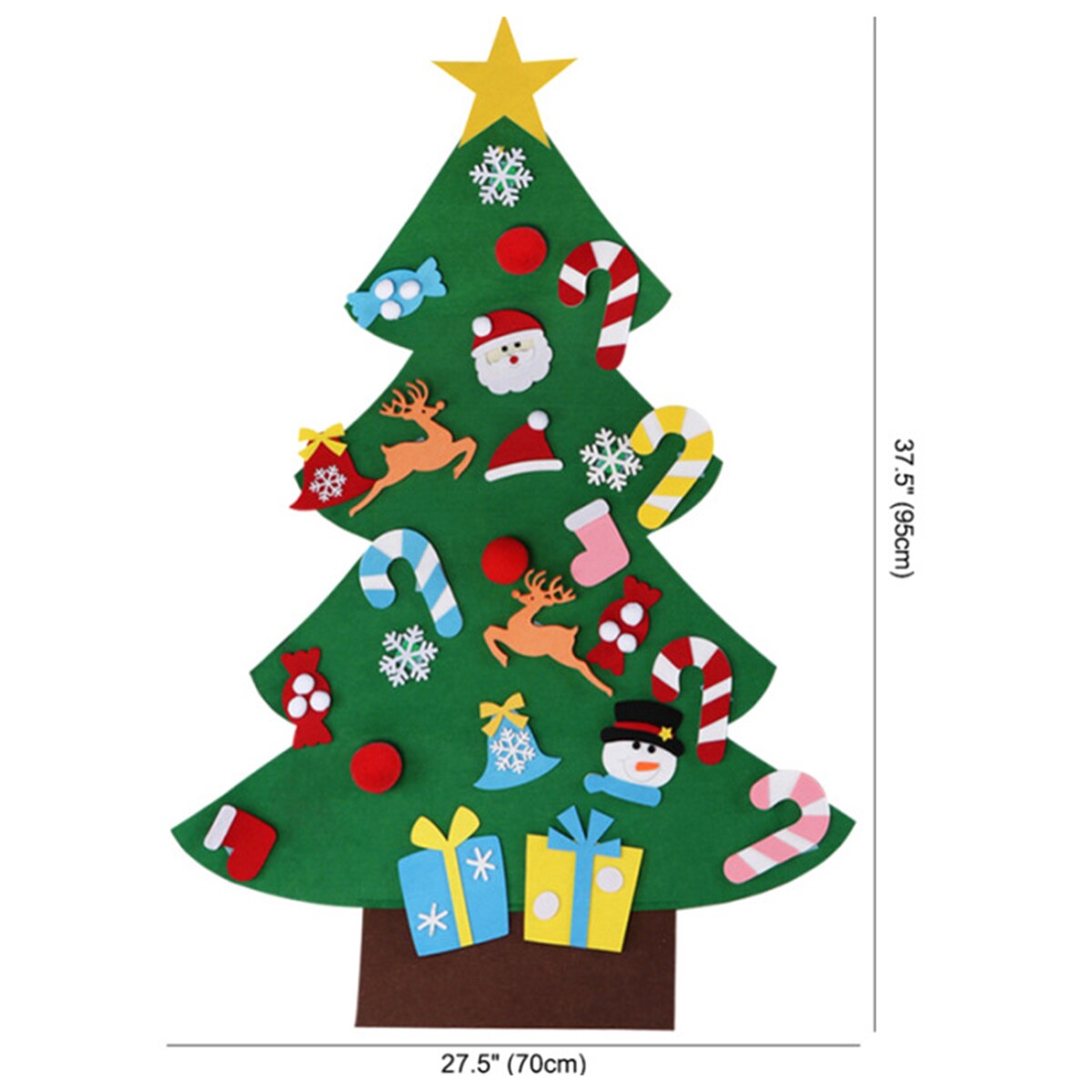 DIY Felt Christmas Tree Set Wall Christmas Tree With Hanging Rope + 26 Ornaments For Toddlers Kids Xmas