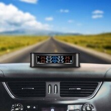 Sistema de Monitoreo de presión de neumáticos de coche, TPMS Solar inalámbrico, LCD, 4 sensores externos, 85x95MM, ABS + PC, sensores externos