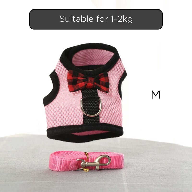 Konijnentuig met lijnset met engelenvleugels, nylon touwen, verstelbaar zacht mesh vest, harnas voor konijnen: M - roze