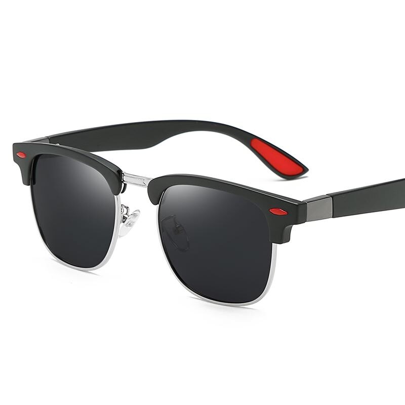 Gafas de sol polarizadas Semi-montura para mujer gafas de sol UV400 de de de lujo para hombre y mujer: black silver black / Package C