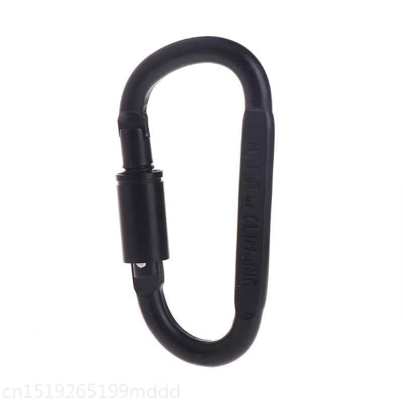 D Vormige Camping Karabijnhaak Aluminium Locking Haak Ring Sleutel Klimmen Gereedschap: Black