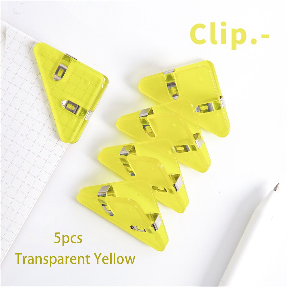 5 stücke Kunststoff Ecke Clip transparent Prüfung Seite Halfter Papier Clip Klemme Datei Index Foto Büro Schule Schreibwaren: transparent Gelb