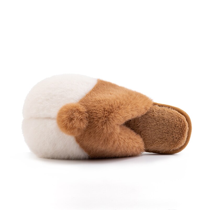 POSEE Original Corgi Butt Slippers Christmas for Girlfriend Fluffy Men Cute Faux Fur Warm Sandals for Women Pet Bed Pillow